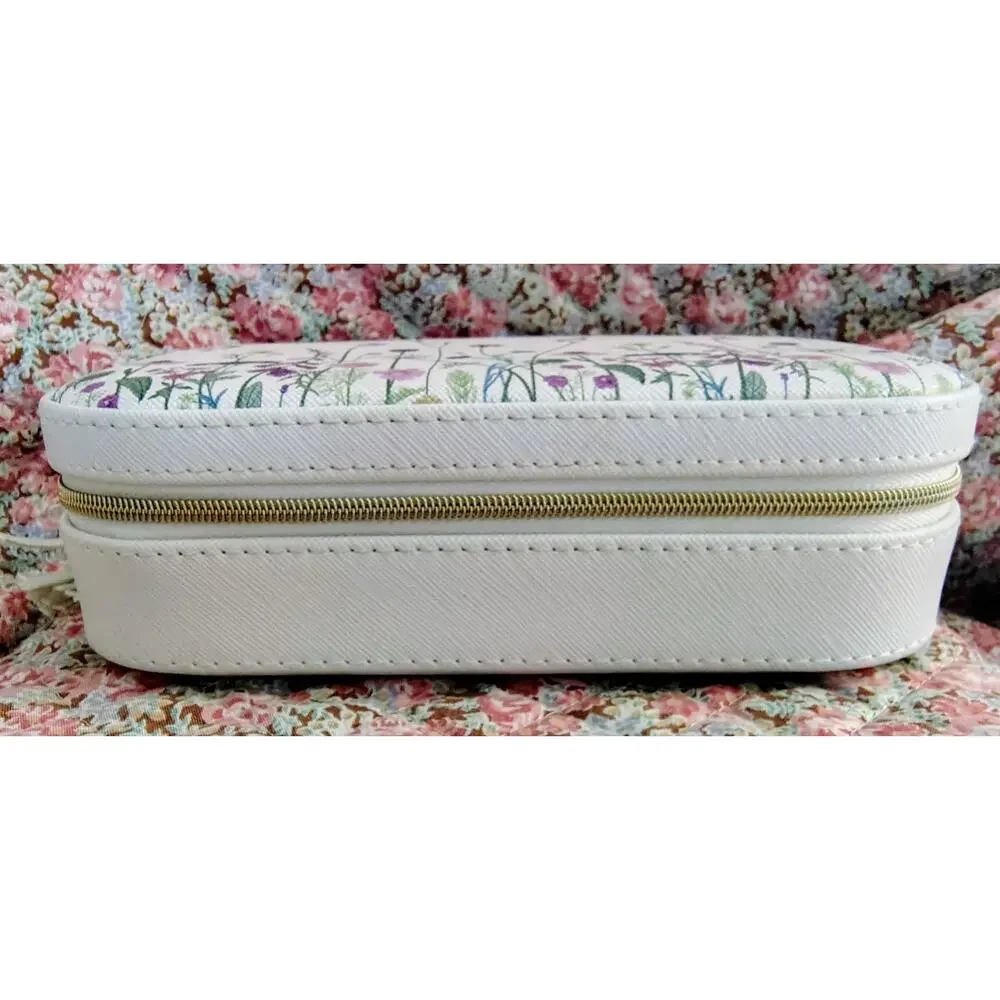 Portable White Jewelry Box Storage Organizer, 